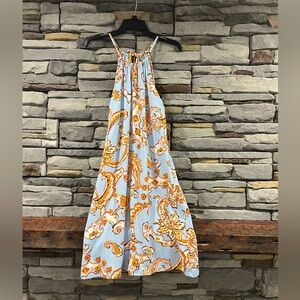 J. Mclaughlin paisley Maria Halter Dress size large blue orange